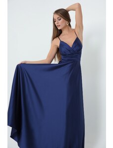 Lafaba Dámské Námořnická modrá Lano Popruh Pas Pásek Satén Dlouhé večerní šaty a maturitní šaty