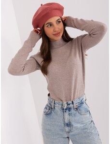 Fashionhunters Cihlově červená dámská baretová zimní čepice