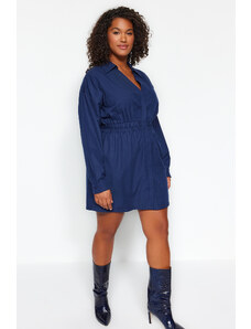 Trendyol Curve Navy Blue Mini Woven Shirt Dress