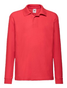 Red Long Sleeve Polo Shirt Fruit of the Loom