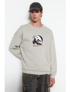 Trendyol Stone Men's Oversize/Wide-Fit Animal Printed Cotton Sweatshirt