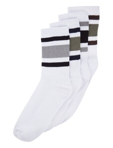 Trendyol White Cotton 4 Pack Striped Socks