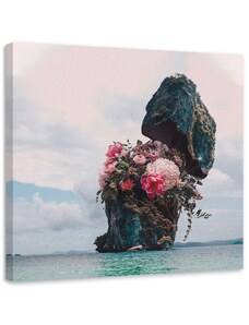 Gario Obraz na plátně Skála s květinami - Zehem Chong Rozměry: 30 x 30 cm