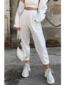 Madmext Mad Girls White Elasticated Oversize Women's Tracksuits Mg324