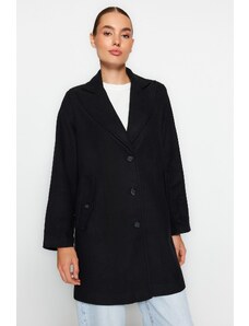 Trendyol Black Premium Oversize Wide Cut Stamped Coat