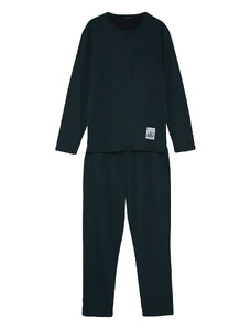 Trendyol Green Regular Fit Label Detailed Knitted Pajamas Set