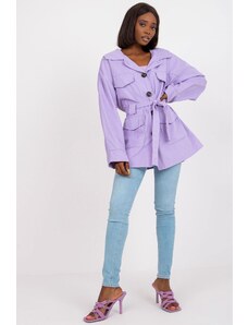 MladaModa Tenký podzimní kabátek s páskem model 4222 barva lila