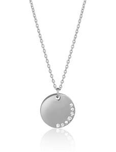 JVD Dámský ocelový stříbrný náhrdelník se zirkony SSSN0058XG1BI45