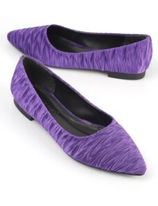 Capone Outfitters Pointed Toe Pleated Women's Ballerinas