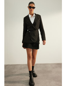 Trendyol Black Premium Fitted Lined Woven Blazer Jacket