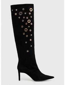Semišové boty Pinko Lehar dámské, černá barva, na podpatku, 102027 A18V Z99