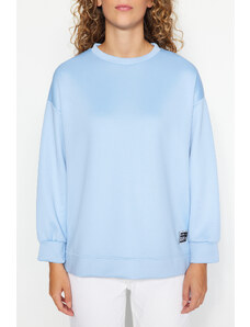 Trendyol Light Blue Label Detail Diver/Scuba Knitted Sweatshirt