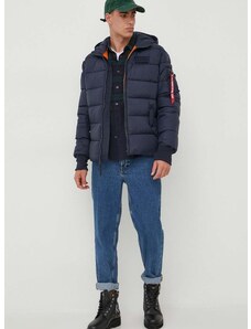 Alpha Industries Hooded Puffer FD tmavomodrá barva