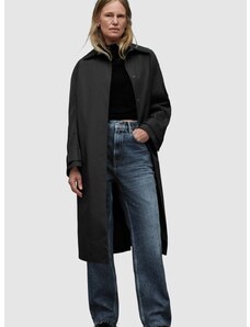 Trench kabát AllSaints WO020Z ASHTINA TRENCH dámský, černá barva, přechodný