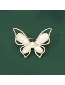 Éternelle Brož s perlou a zirkony Azalea - motýl