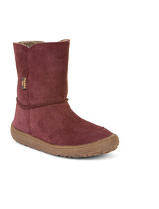 Zimní kozačky Froddo barefoot tex suede Bordeaux dětské AW23