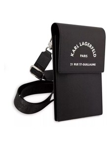 Karl Lagerfeld Saffiano Rue Saint Guillaume Wallet Phone taška černá