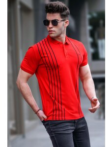 Madmext Men's Polo Neck Red T-Shirt 5822