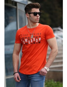 Madmext Men's Printed Orange T-Shirt 4482