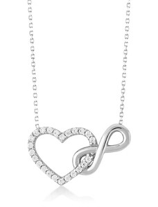 GRACE Silver Jewellery Stříbrný náhrdelník Srdce a Nekonečno - stříbro 925/1000