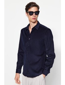 Trendyol Navy Blue Slim Fit Corduroy Thick Winter Shirt