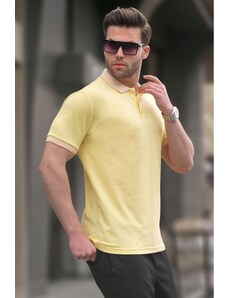 Madmext Yellow Men's Regular Fit Polo Neck T-Shirt 6105