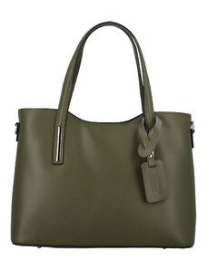 Větší kožená kabelka tmavě zelená - ItalY Sandy zelená