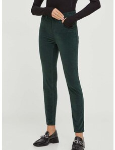 Manšestrové kalhoty Levi's 724 HIGH RISE STRAIGHT zelená barva, high waist