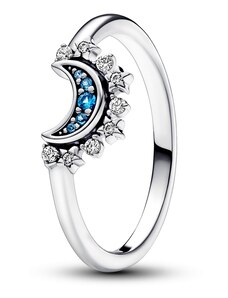 PANDORA prsten Nebesky modrý třpytivý měsíc