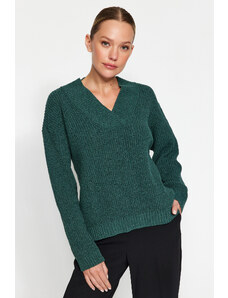 Trendyol Mint Udržitelnější pletený svetr s výstřihem do V