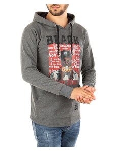 Madmext Hooded Printed Sweatshirt Smoked 2779