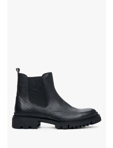 Men's Black Chelsea Boots made of Genuine Leather Estro ER00111978