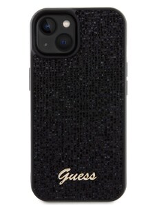 Ochranný kryt na iPhone 15 - Guess, Square Mirror Script Logo Black