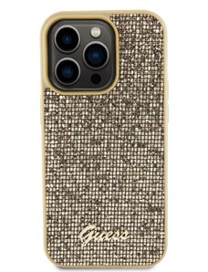 Ochranný kryt na iPhone 15 Pro - Guess, Square Mirror Script Logo Gold