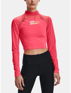 Under Armour Tričko HG Q3 Crop Mockneck-PNK - Dámské