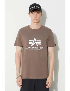 Bavlněné tričko Alpha Industries Basic T-Shirt béžová barva, s potiskem, 100501.183