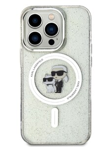 Ochranný kryt na iPhone 15 Pro - Karl Lagerfeld, IML Glitter Karl and Choupette MagSafe Transparent