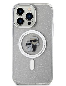 Ochranný kryt na iPhone 15 Pro MAX - Karl Lagerfeld, IML Glitter Karl and Choupette MagSafe Transparent