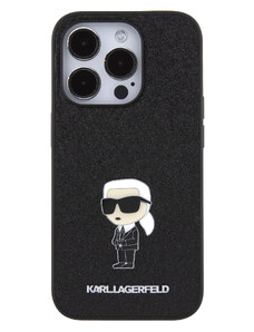 Ochranný kryt na iPhone 15 Pro - Karl Lagerfeld, Fixed Glitter Metal Ikonik Black