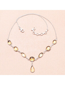Nefertitis Topaz lemon náhrdelník stříbro Ag 925 25317 - 42 - 46 cm, 8,1 g