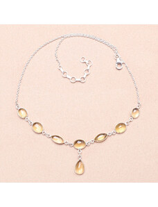 Nefertitis Topaz lemon náhrdelník stříbro Ag 925 25314 - 42 - 46 cm, 8,7 g