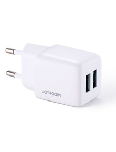 JoyRoom síťová nabíječka 2 x USB + rychlé nabíjení 12W, 2,4A Bilá