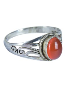 Stříbrný prsten vykládaný karneolem, AG 925/1000, 3g, Nepál 64 , Oranžová , Nepál , Ag925, 3g