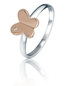 JVD Dámský rose gold stříbrný prsten se zirkony SVLR0908X75BK52