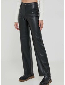 Kalhoty United Colors of Benetton dámské, černá barva, jednoduché, high waist