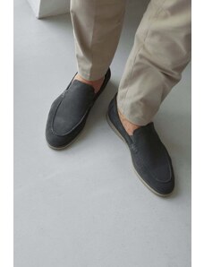 Men's Grey Loafers made of Genuine Velour Estro ER00112567