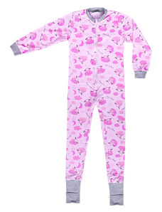 Veselá Nohavice Dětské pyžamo overal s ťapičkami ovečka - růžový