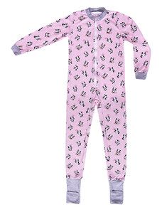 Veselá Nohavice Dětské pyžamo overal s ťapičkami růžový Panda