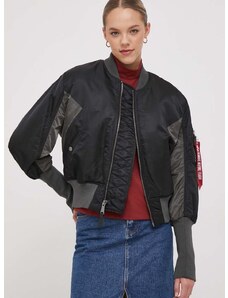 Bomber bunda Alpha Industries MA-1 Cyber Wmn černá barva, přechodná, oversize