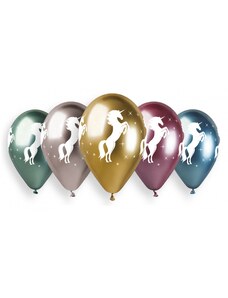 GODAN Balónky 30cm, lesklé prémiové, mix barev - JEDNOROŽEC - UNICORN 5 ks